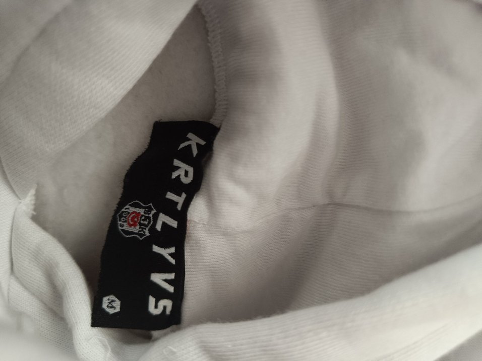 bjk Kapüşonlu Beyaz Sweatshirt, Baskılı, Rahat Kesim - Görsel 2