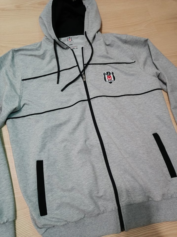 bjk Kapüşonlu Gri Erkek Sweatshirt - Görsel 2