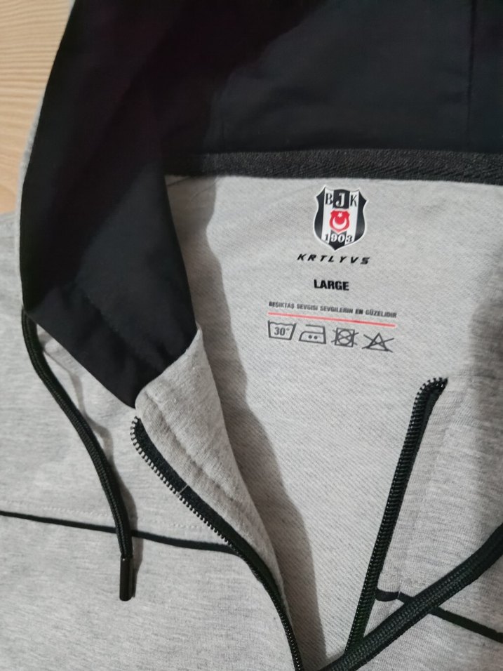 bjk Kapüşonlu Gri Erkek Sweatshirt - Görsel 3