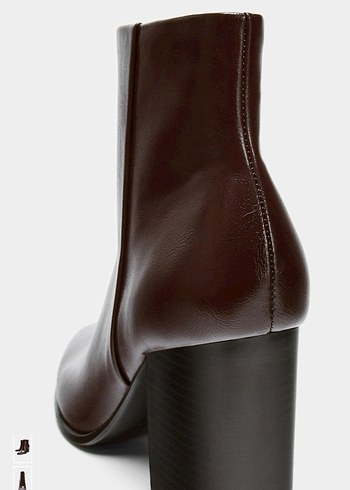 ZARA Kahverengi/Bordo Deri Kadın Topuklu Bot - Görsel 2