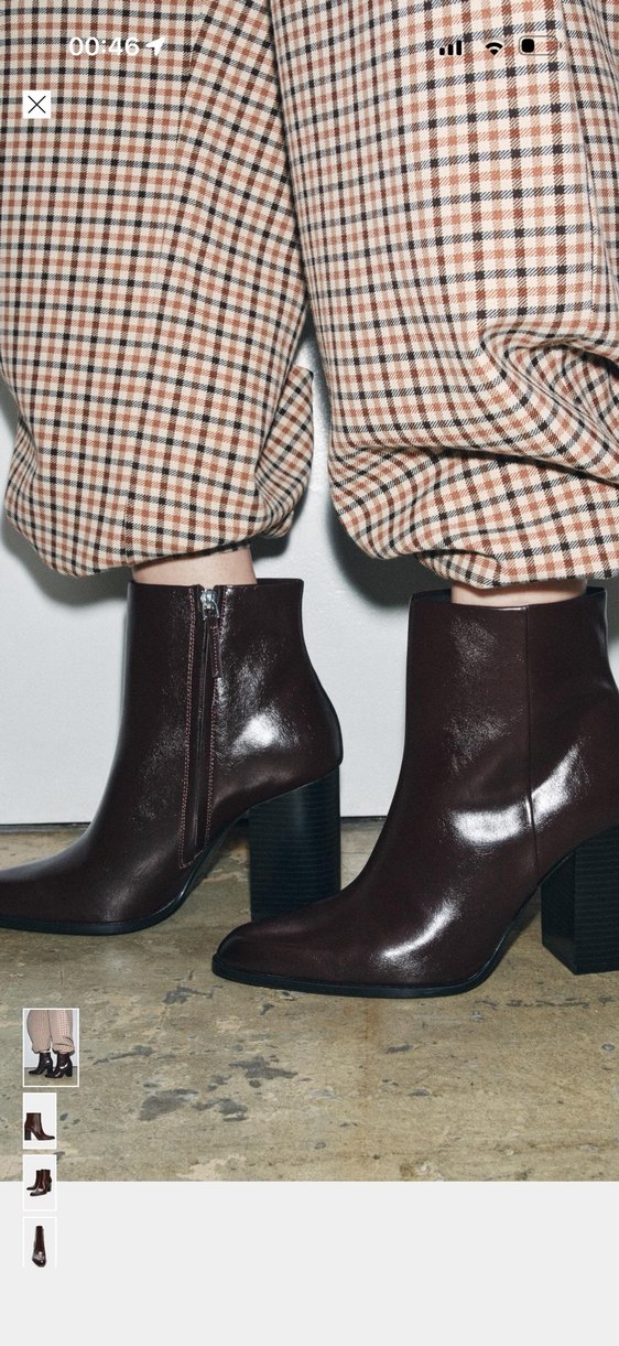 ZARA Kahverengi/Bordo Deri Kadın Topuklu Bot - Görsel 3