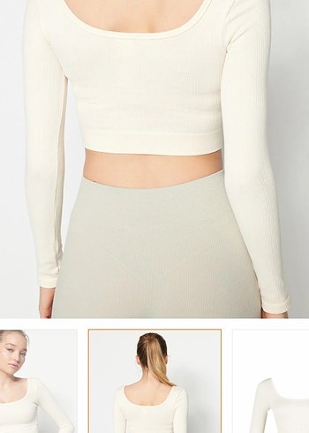 beyaz uzun kollu crop - Görsel 2