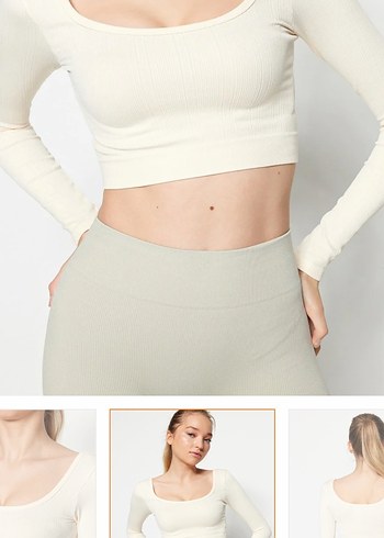 beyaz uzun kollu crop - Görsel 3