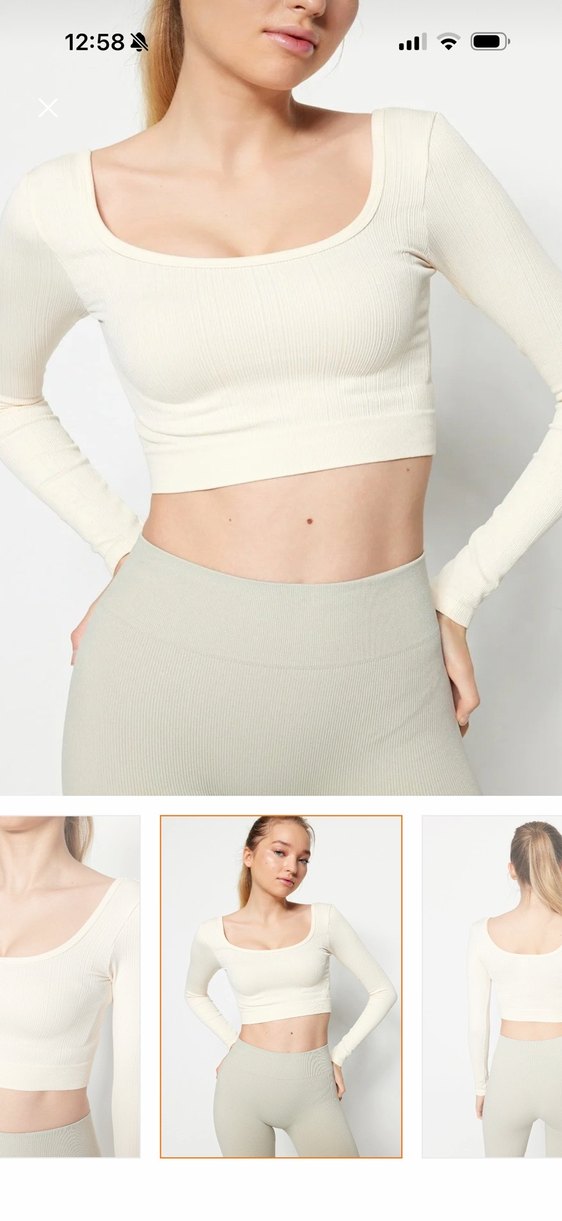 beyaz uzun kollu crop - Görsel 3