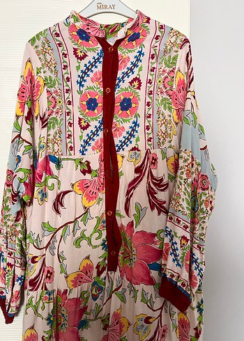 Bohem Çok Renkli Uzun Kollu Uzun Elbise - Görsel 5