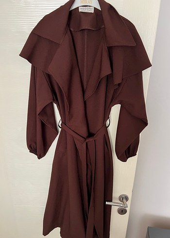 Kahverengi Uzun Kadın Trençkot - Görsel 5