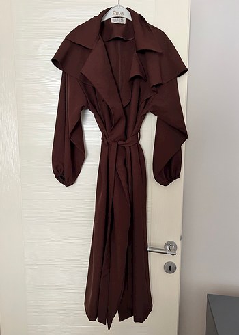 Kahverengi Uzun Kadın Trençkot - Görsel 4