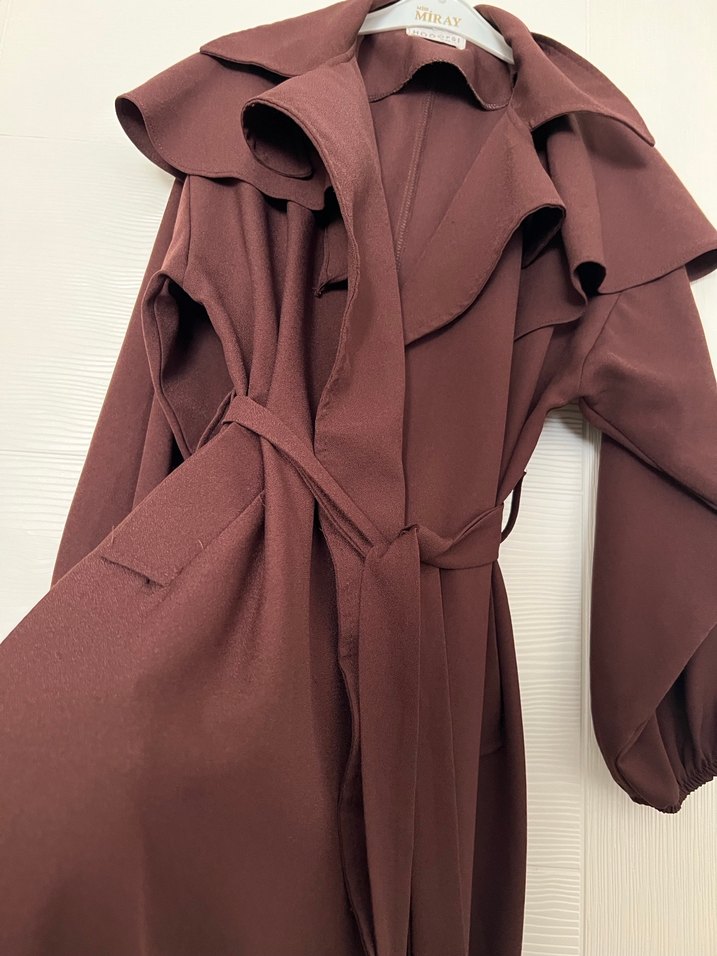 Kahverengi Uzun Kadın Trençkot - Görsel 2
