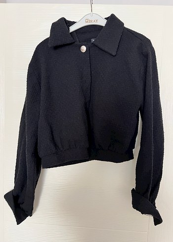 Düğmeli Siyah Kadın Keten Ceket - Görsel 2