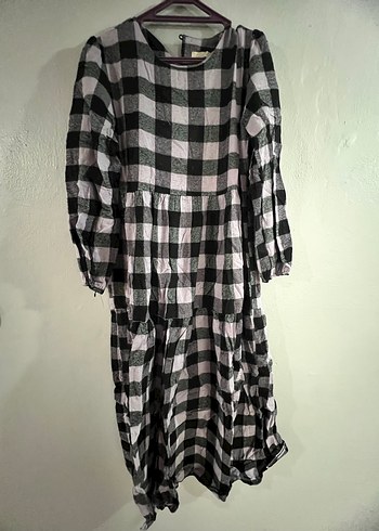 Lila Ekose Uzun Salaş Keten Elbise - Görsel 3