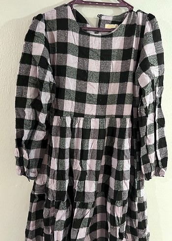 Lila Ekose Uzun Salaş Keten Elbise - Görsel 6