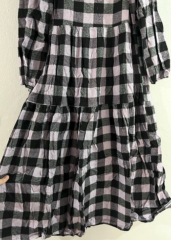 Lila Ekose Uzun Salaş Keten Elbise - Görsel 2