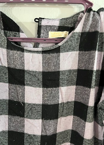 Lila Ekose Uzun Salaş Keten Elbise - Görsel 4