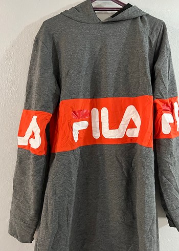 FILA Gri Kapüşonlu Uzun Sweatshirt - Görsel 5