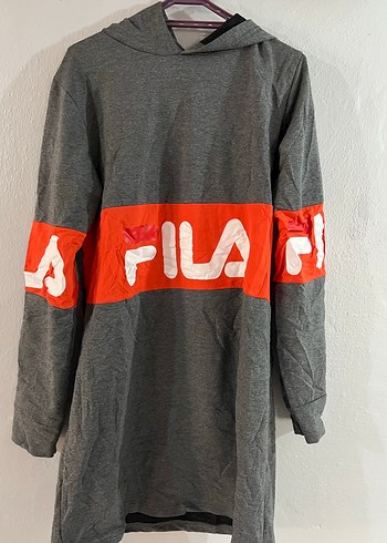 FILA Gri Kapüşonlu Uzun Sweatshirt - Görsel 4