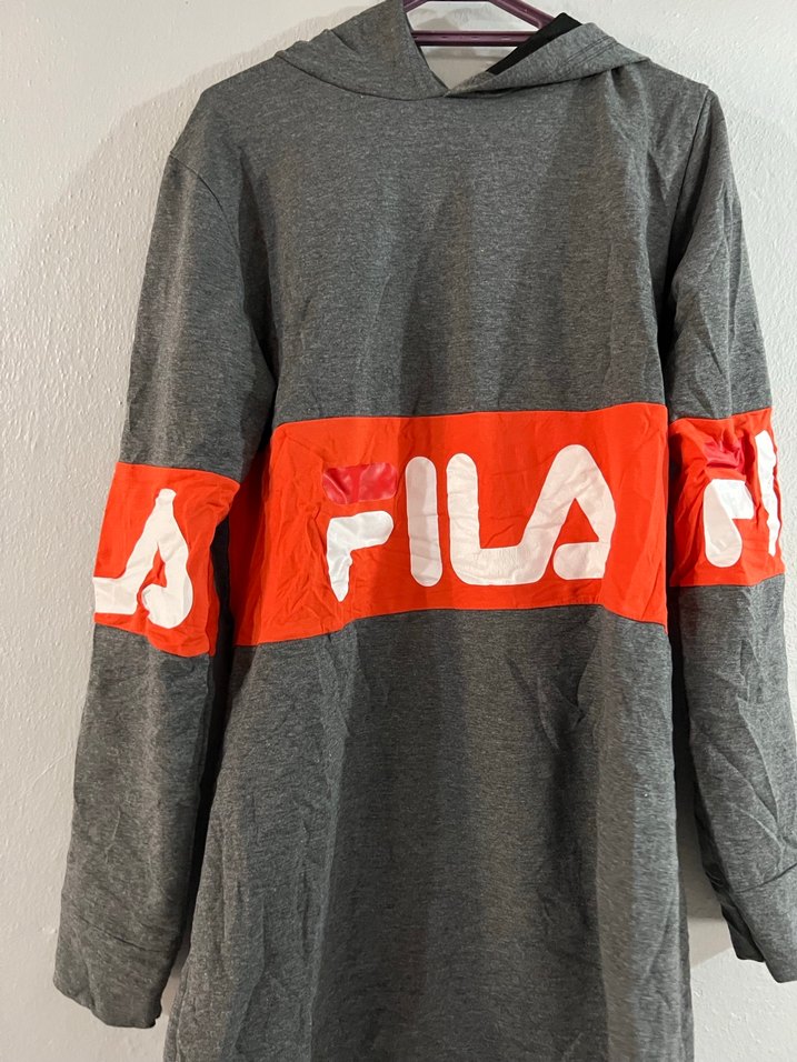 FILA Gri Kapüşonlu Uzun Sweatshirt - Görsel 5