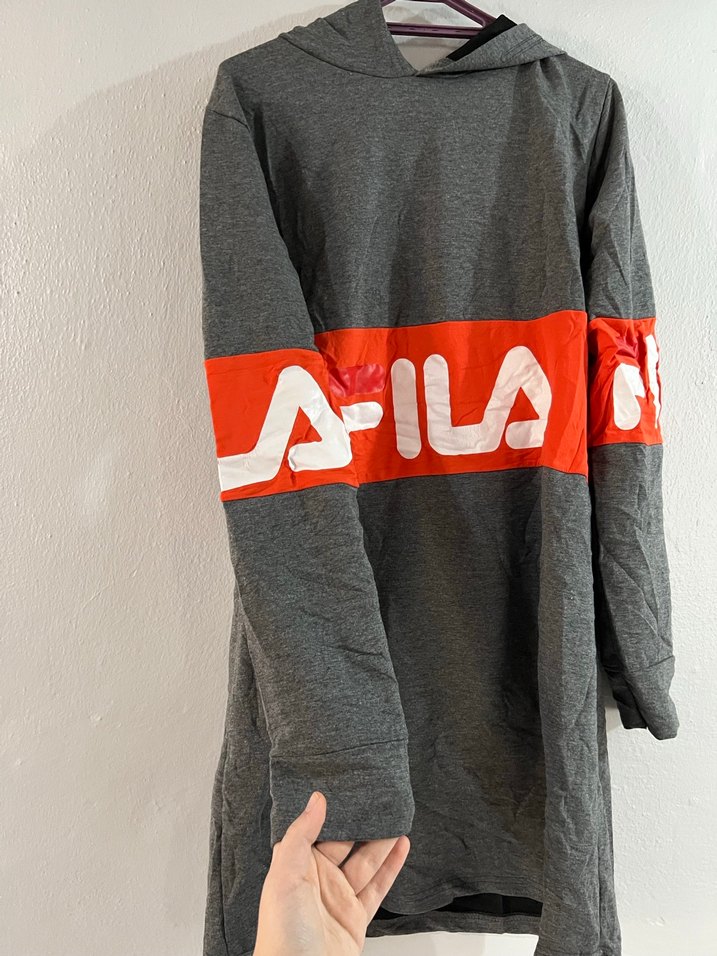 FILA Gri Kapüşonlu Uzun Sweatshirt - Görsel 3