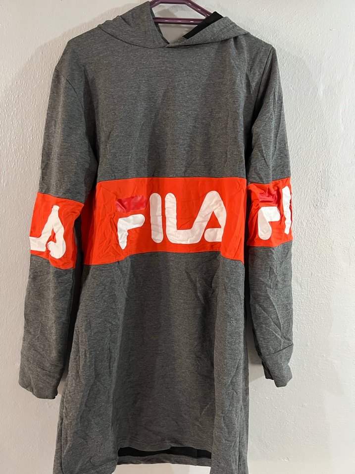 FILA Gri Kapüşonlu Uzun Sweatshirt - Görsel 4