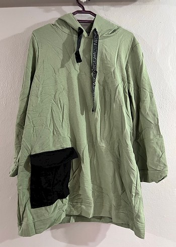 Kapüşonlu Kadın Uzun Sweatshirt - Görsel 2