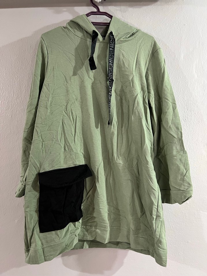 Kapüşonlu Kadın Uzun Sweatshirt - Görsel 2