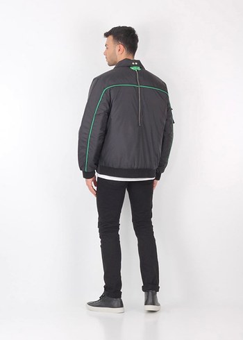 Siyah erkek kısa mont bomber - Görsel 4