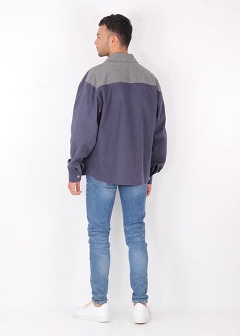 Lacivert cıt cıt erkek oversize gömlek ceket - Görsel 6