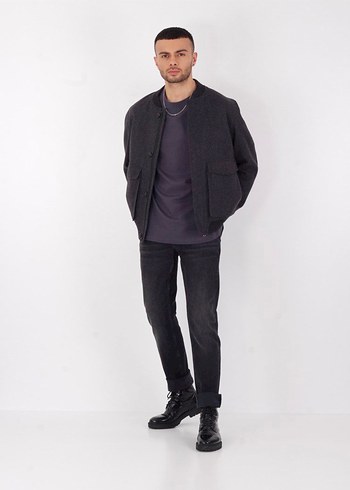 Bomber erkek yün kaban - Görsel 2