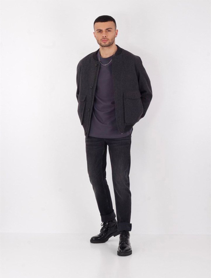 Bomber erkek yün kaban - Görsel 2