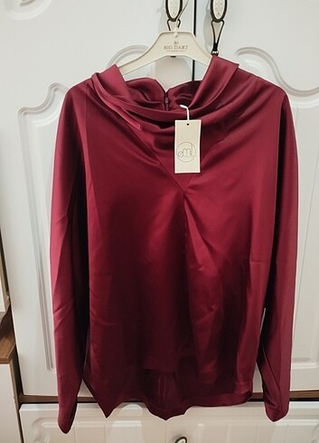 Saten tunik bordo
