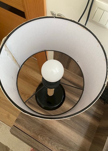 Diğer Kumaş Başlıklı Halat Detaylı Abajur Lambader