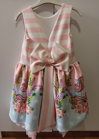 Kız Çocuk Baskılı Askısız Elbise - Görsel 2