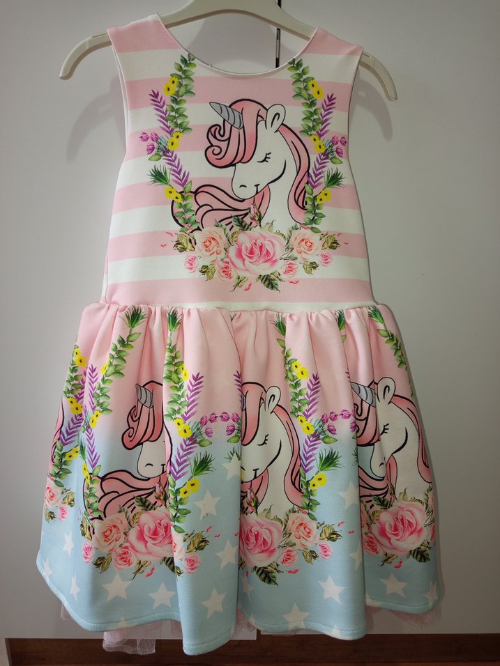 Kız Çocuk Baskılı Askısız Elbise - Görsel 4