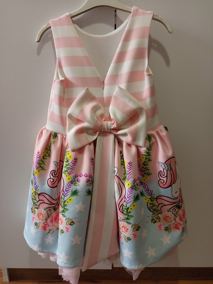 Kız Çocuk Baskılı Askısız Elbise - Görsel 2