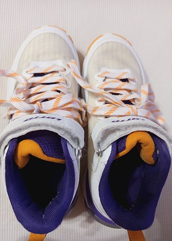 Renkli Baskılı Beyaz Basketbol Ayakkabısı Velcro 35 no - Görsel 5