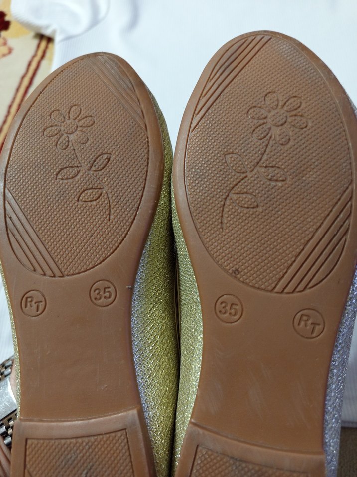 Kız Çocuk Altın Rengi Yılan Desenli Fiyonklu Babet - Görsel 3