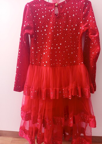 Kız Çocuk Kırmızı Uzun Kollu Fırfırlı Elbise - Görsel 5