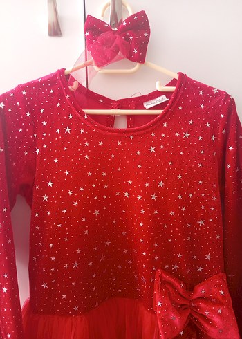 Kız Çocuk Kırmızı Uzun Kollu Fırfırlı Elbise - Görsel 3