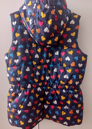 Kız Çocuk Renkli Kalp Desenli Fermuarlı Yelek - Görsel 3