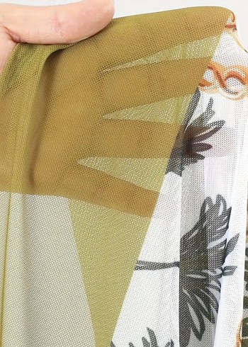 Bohem Tarzı Drapeli Yeşil Kadın Mayo ve Pareo - Görsel 8