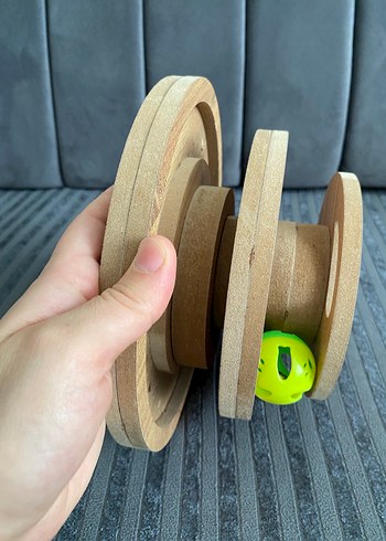 Kedi Oyuncağı Ahşap Üç Katlı Toplu - Görsel 3