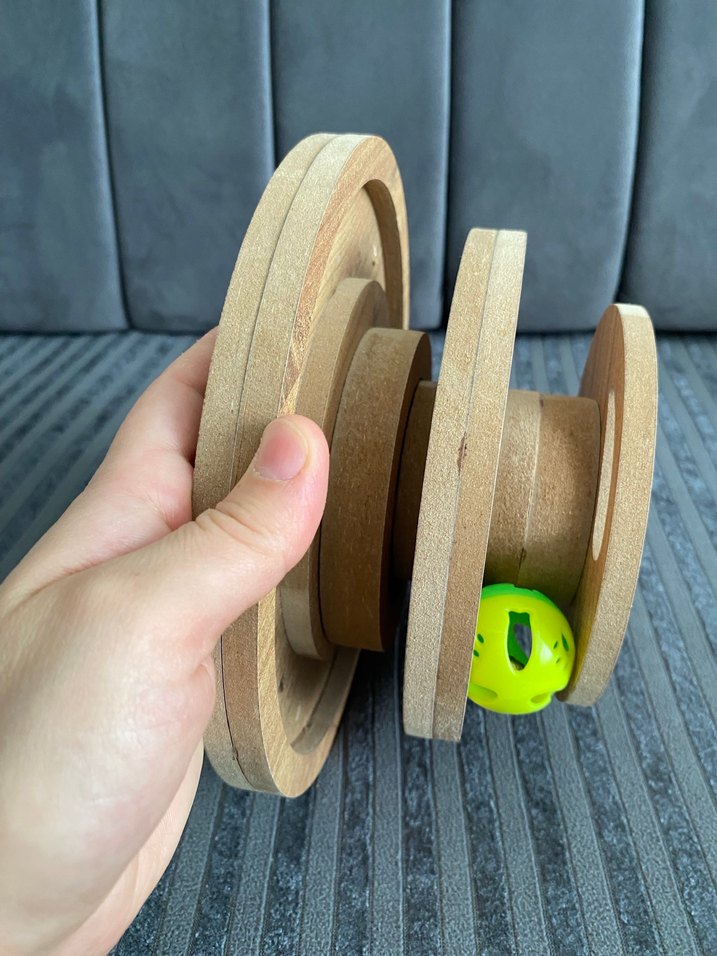 Kedi Oyuncağı Ahşap Üç Katlı Toplu - Görsel 3