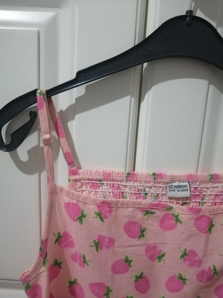 Pembe Çilek Desenli Kız Elbisesi - Görsel 5