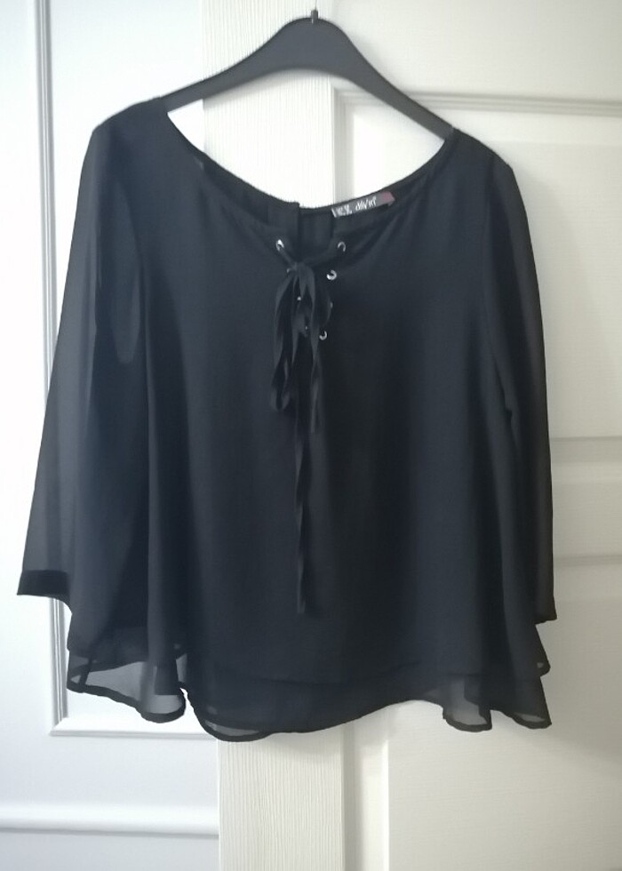 Siyah sifon bluz - Görsel 2
