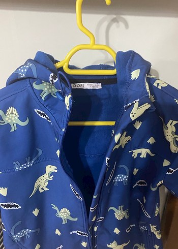 Kapüşonlu Erkek Çocuk Mavi Baskılı Yağmurluk - Görsel 5