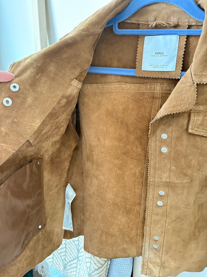 Düğmeli Kahverengi Süet Kadın Ceket - Görsel 4