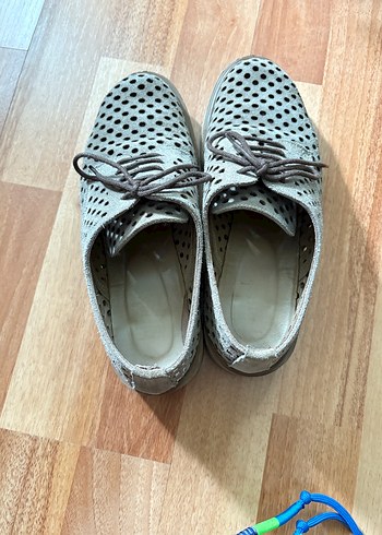 Bej Süet Delikli Ayakkabı - Görsel 4