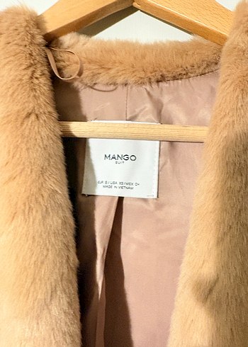 Mango pudra pembe tüylü mont - Görsel 2
