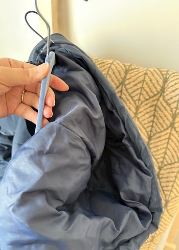 Lacivert Erkek Kapüşonlu Fermuarlı Şişme Mont - Görsel 4