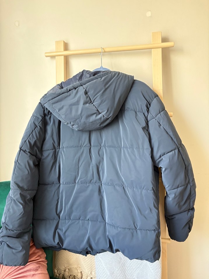 Lacivert Erkek Kapüşonlu Fermuarlı Şişme Mont - Görsel 3