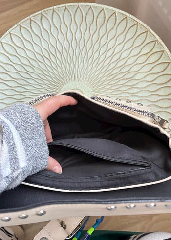 Bej Deri Kadın Omuz Çantası - Görsel 6